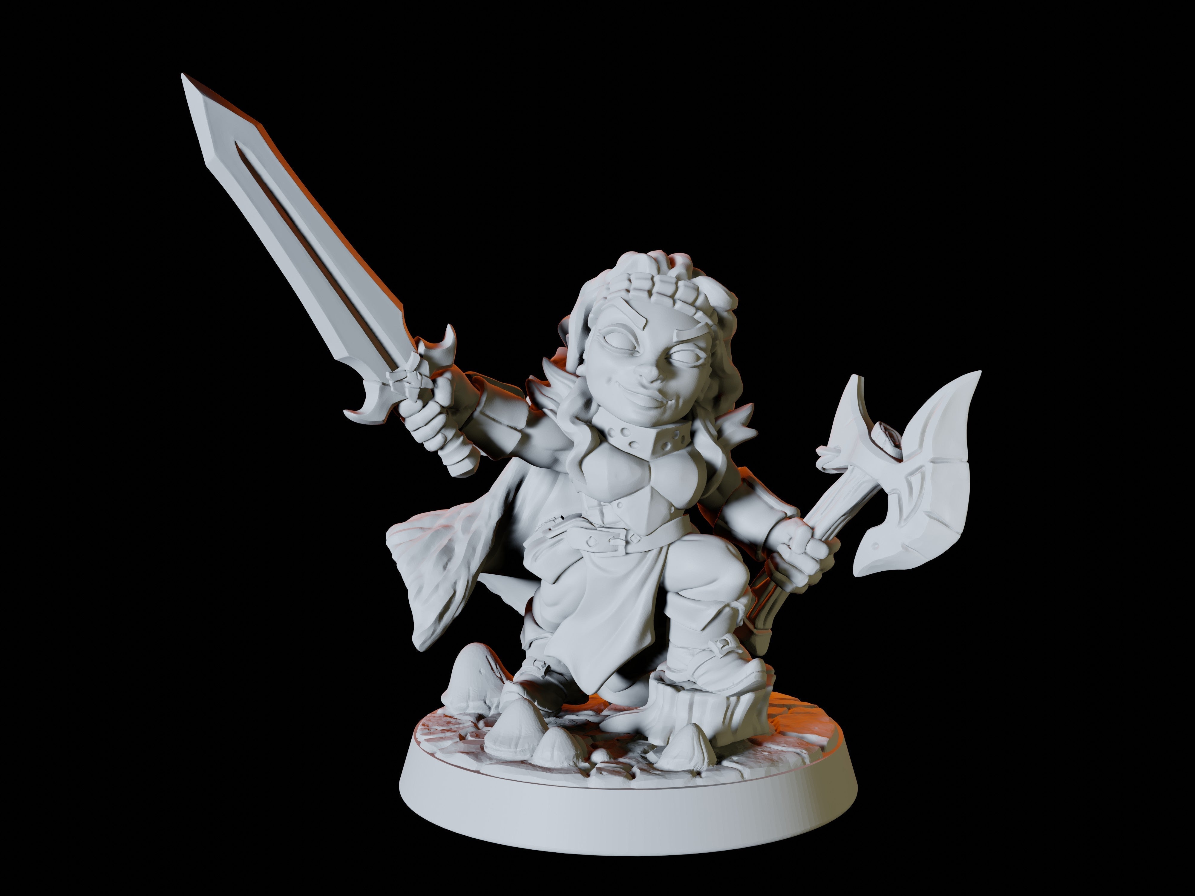 Gnome Female Fighter Miniature for Dungeons and Dragons - Myth Forged