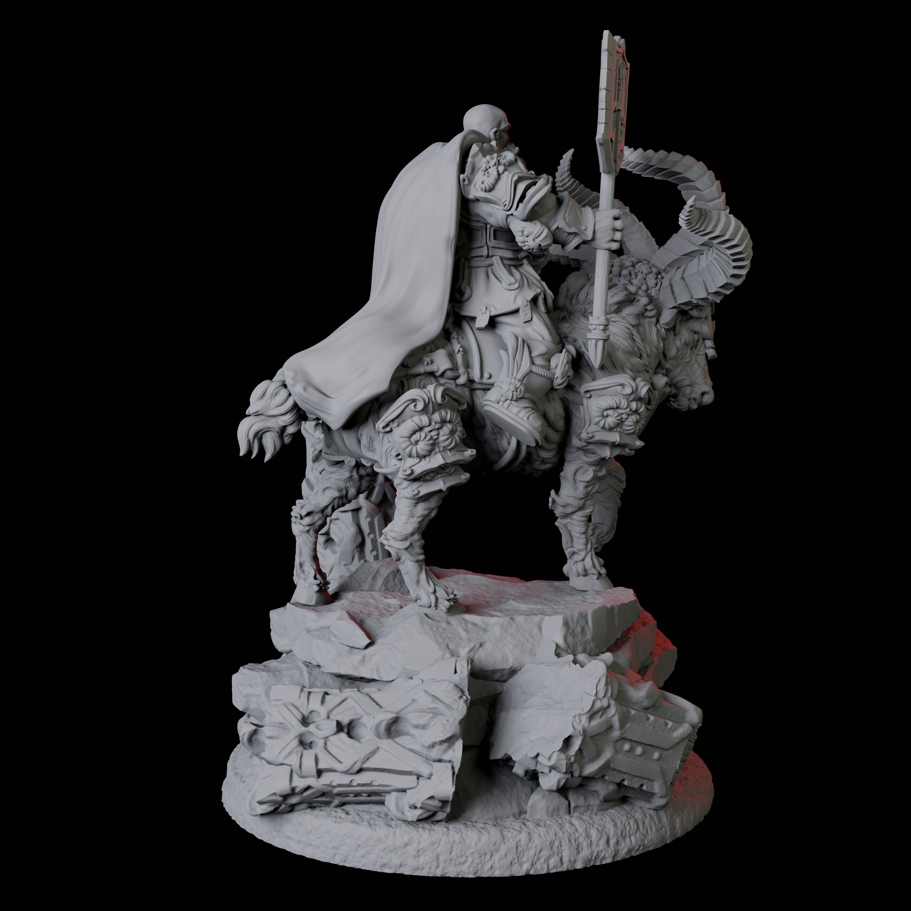 Goat Mounted Dwarf Warrior B Miniature for Dungeons and Dragons, Pathfinder or other TTRPGs