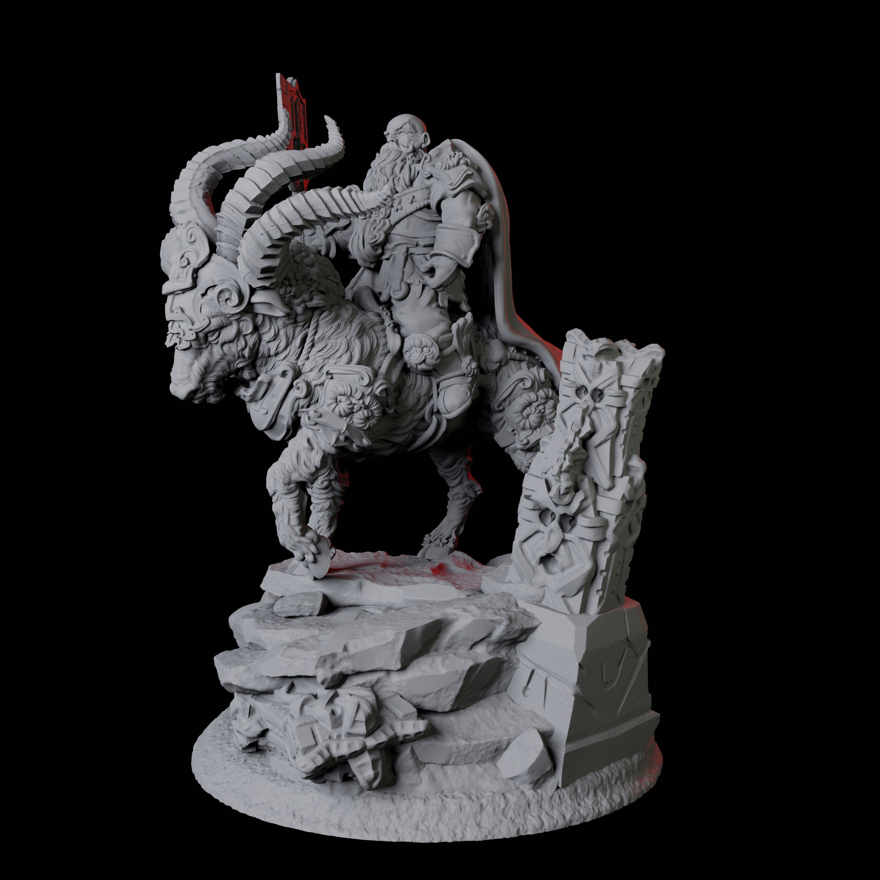 Goat Mounted Dwarf Warrior B Miniature for Dungeons and Dragons, Pathfinder or other TTRPGs
