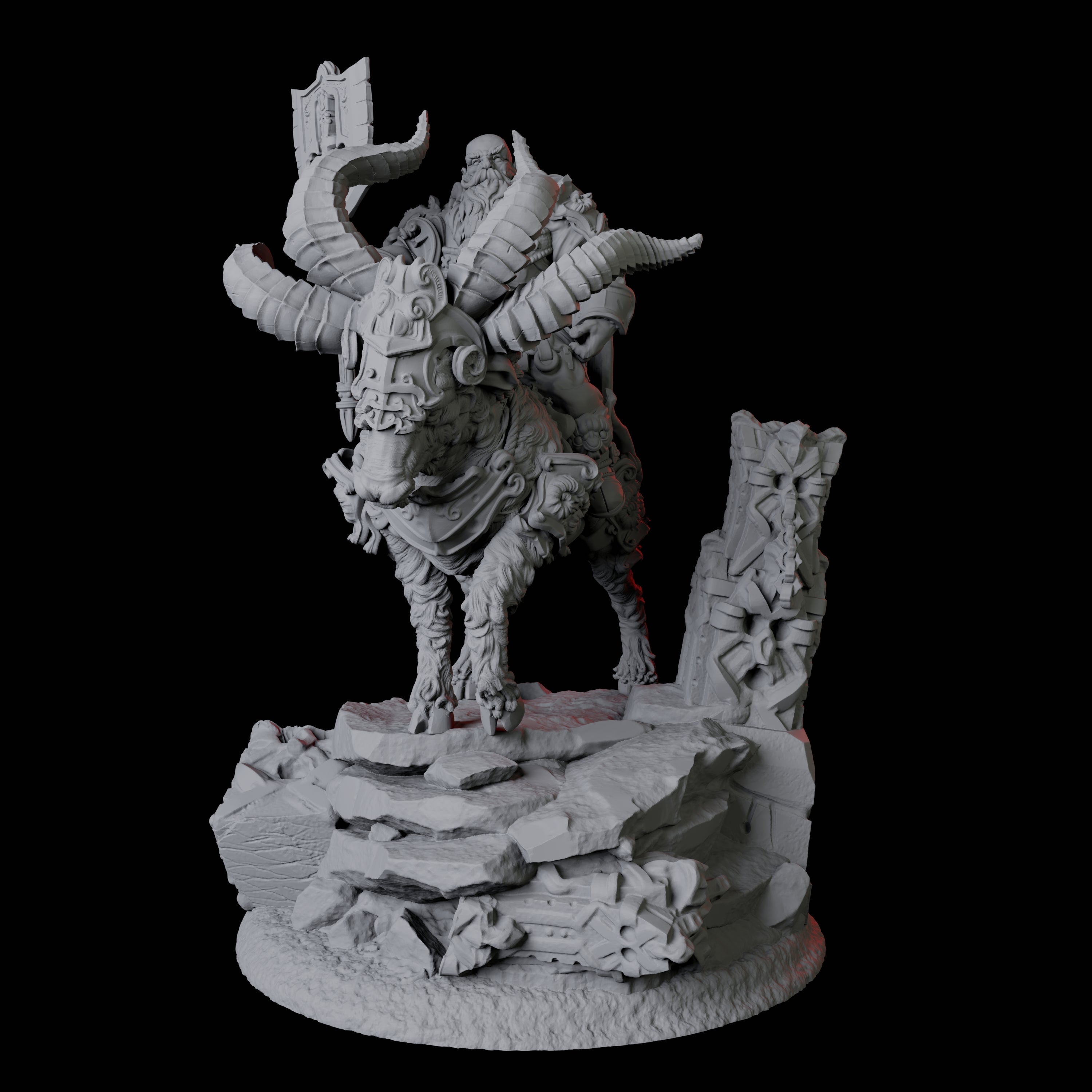 Goat Mounted Dwarf Warrior B Miniature for Dungeons and Dragons, Pathfinder or other TTRPGs