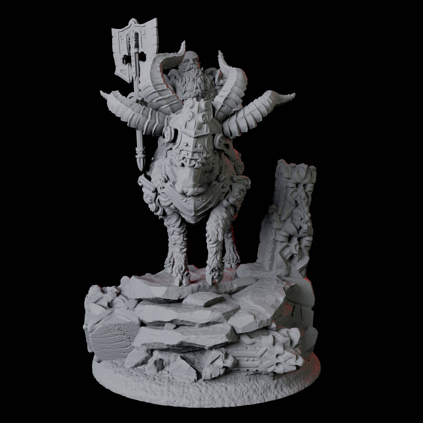 Goat Mounted Dwarf Warrior B Miniature for Dungeons and Dragons, Pathfinder or other TTRPGs