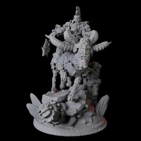 Goat Mounted Dwarf Warrior C Miniature for Dungeons and Dragons, Pathfinder or other TTRPGs