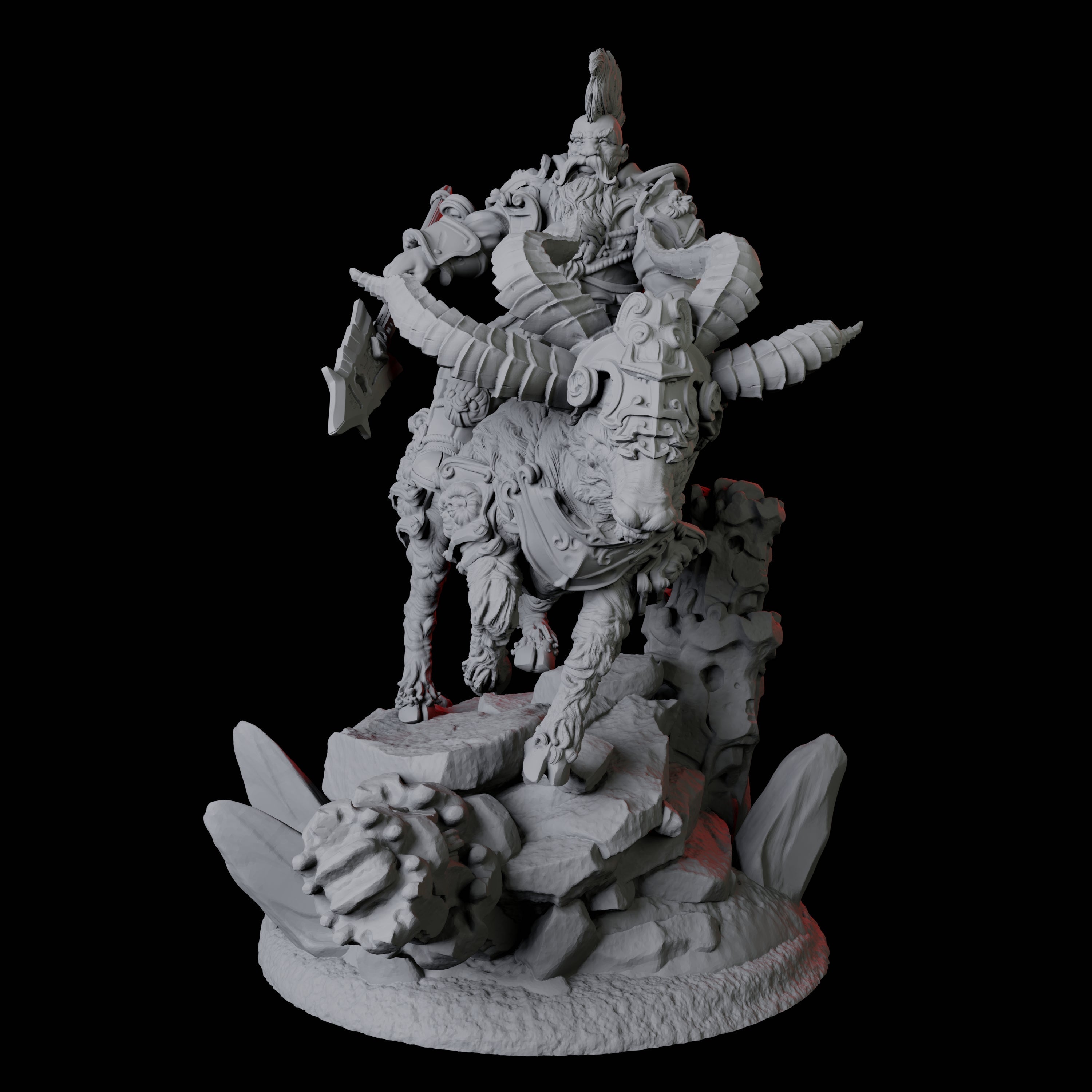 Goat Mounted Dwarf Warrior C Miniature for Dungeons and Dragons, Pathfinder or other TTRPGs