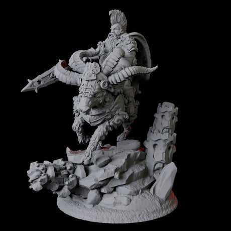Goat Mounted Dwarf Warrior C Miniature for Dungeons and Dragons, Pathfinder or other TTRPGs