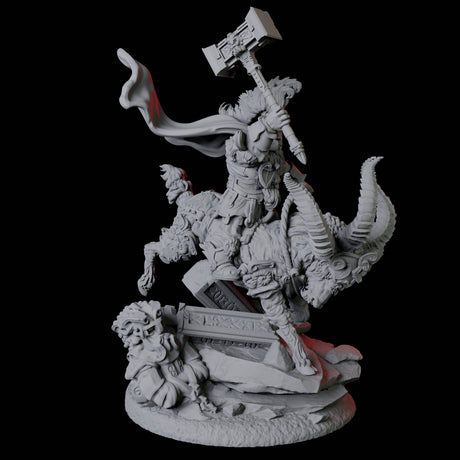 Goat Mounted Dwarf Warrior D Miniature for Dungeons and Dragons, Pathfinder or other TTRPGs