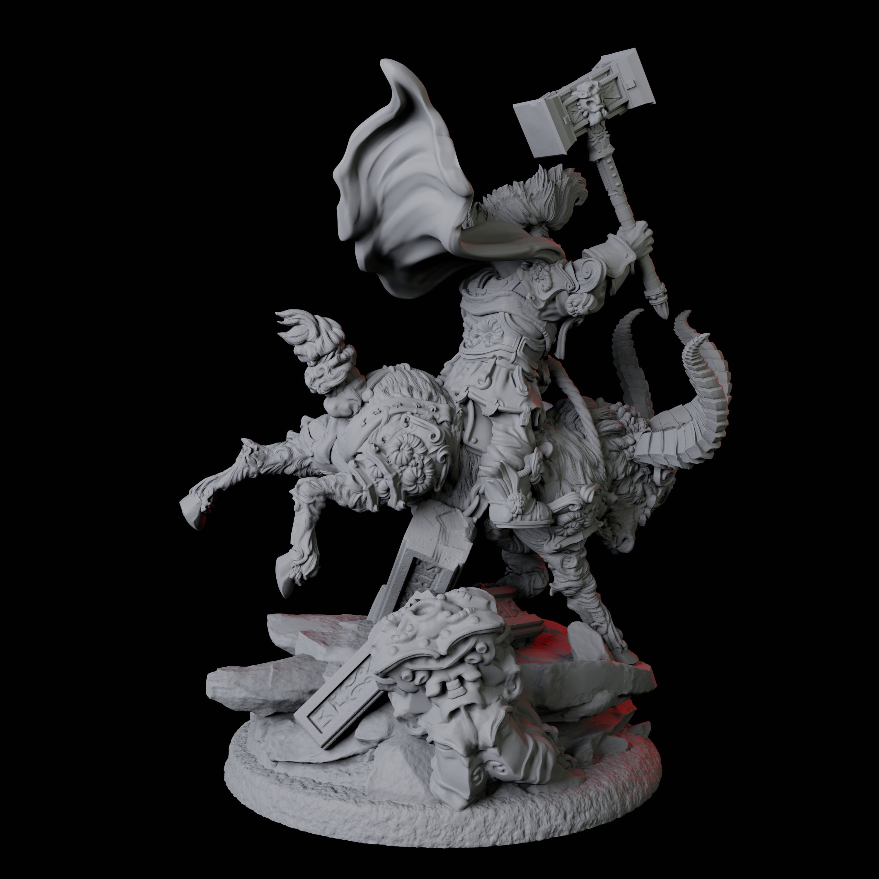 Goat Mounted Dwarf Warrior D Miniature for Dungeons and Dragons, Pathfinder or other TTRPGs