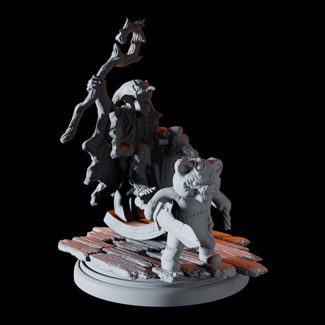 Goblin Shaman riding a Rocking Horse Miniature for Dungeons and Dragons, Pathfinder or other TTRPGs