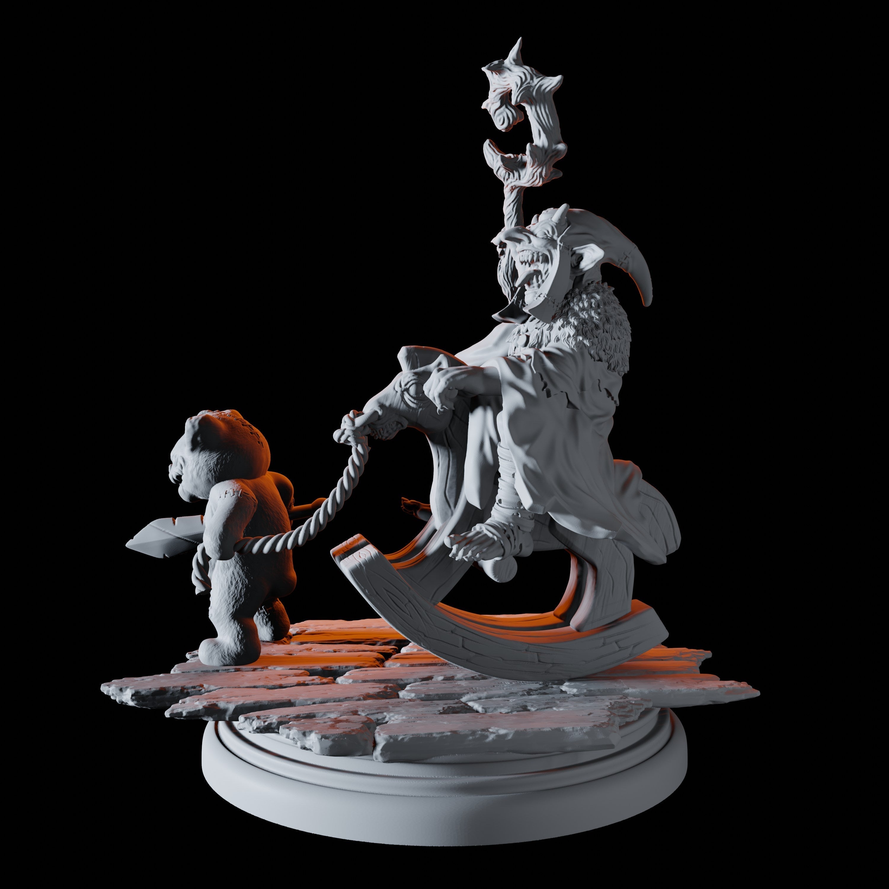 Goblin Shaman Riding a Rocking Horse Miniature for Dungeons and Dragons - Myth Forged