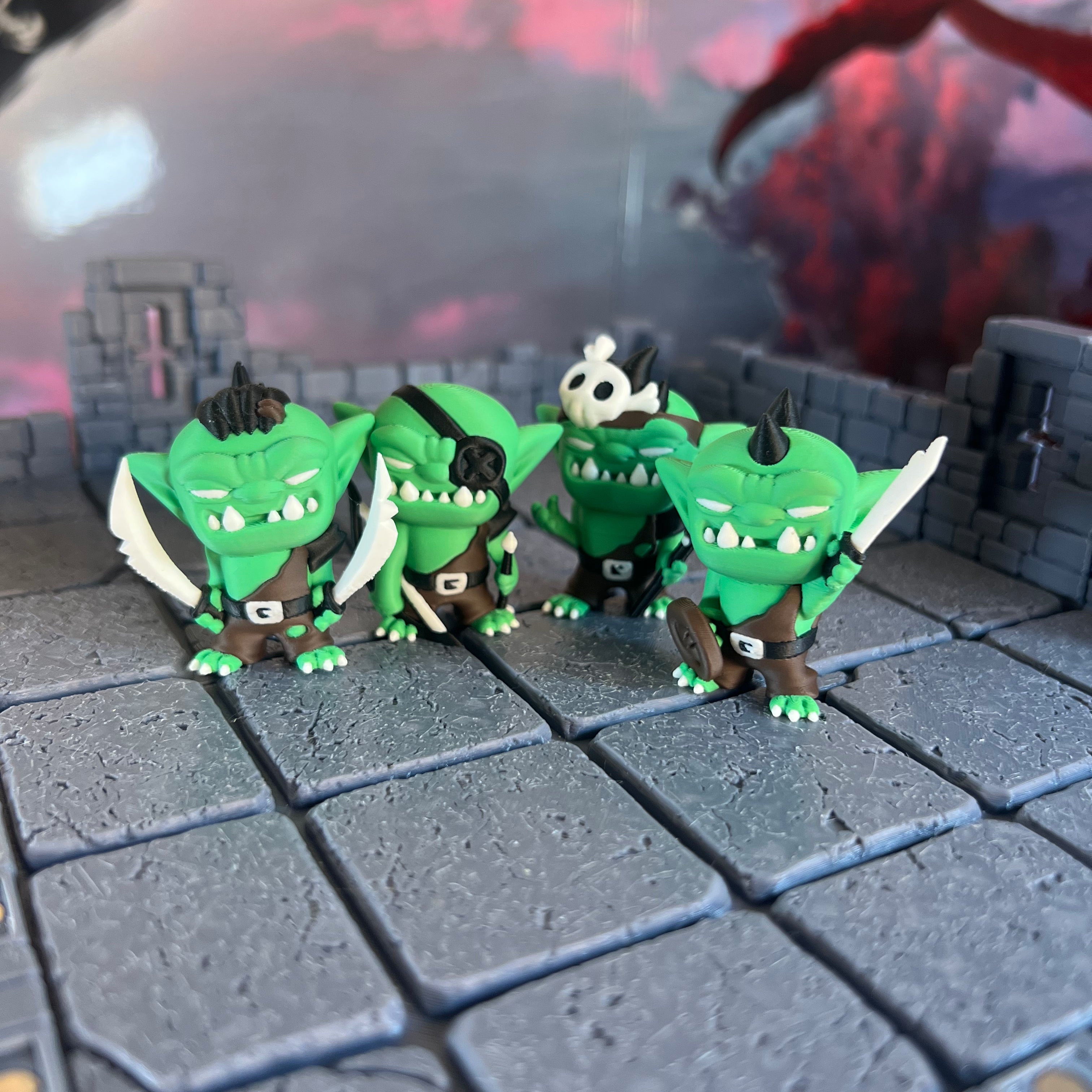 Goblin Thugs Set of Four Multicolour Table Ready Miniatures Miniature for Dungeons and Dragons, Pathfinder or other TTRPGs
