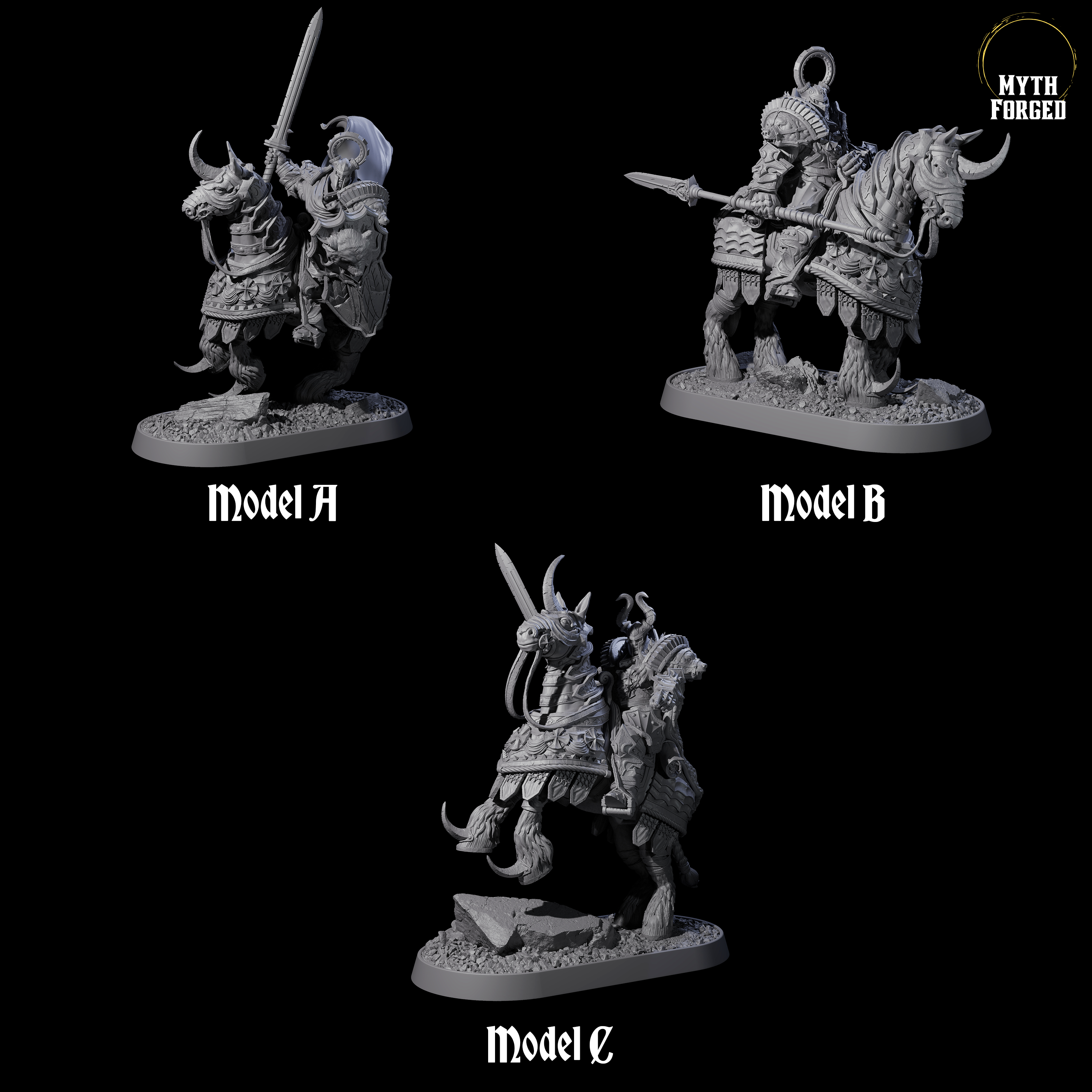 Golden Circle Cavalry Miniature for Dungeons and Dragons, Pathfinder or other TTRPGs