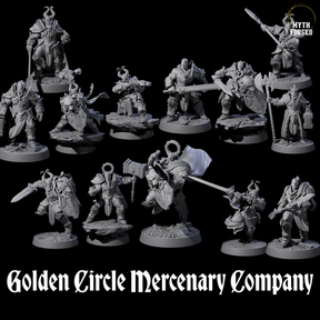 Golden Circle Mercenary Company Miniature for Dungeons and Dragons, Pathfinder or other TTRPGs