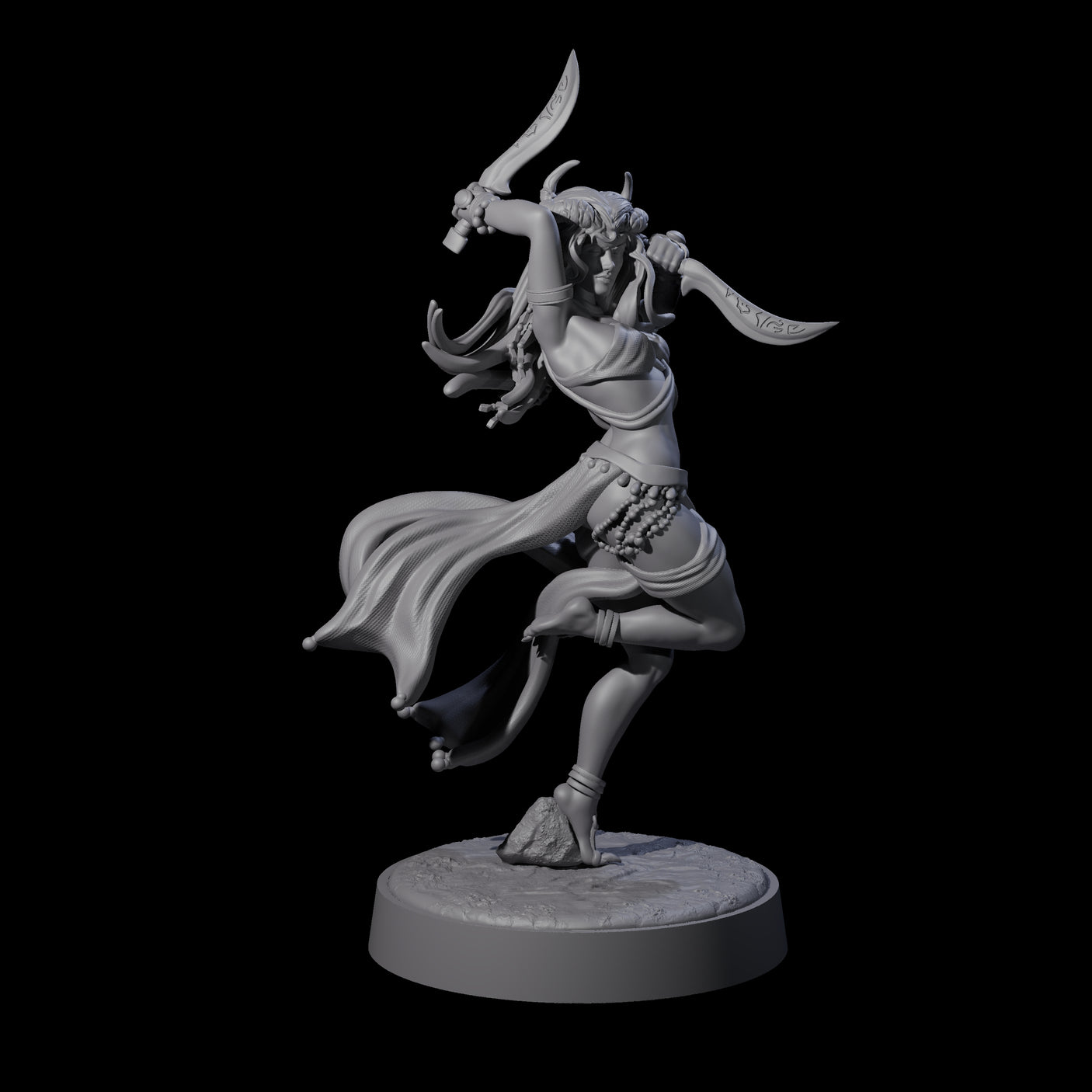 Graceful Tiefling Dancer Miniature for Dungeons and Dragons, Pathfinder or other TTRPGs