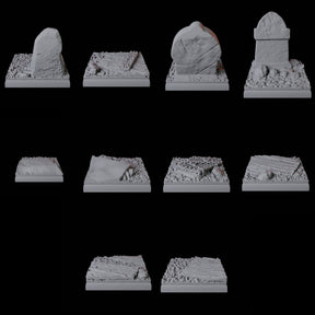 Graveyard Base Pack - 20mm Squares Miniature for Dungeons and Dragons, Pathfinder or other TTRPGs