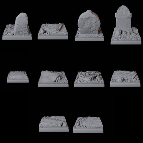 Graveyard Base Pack - 20mm Squares Miniature for Dungeons and Dragons, Pathfinder or other TTRPGs