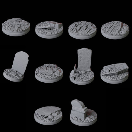 Graveyard Base Pack - 25mm Circles Miniature for Dungeons and Dragons, Pathfinder or other TTRPGs