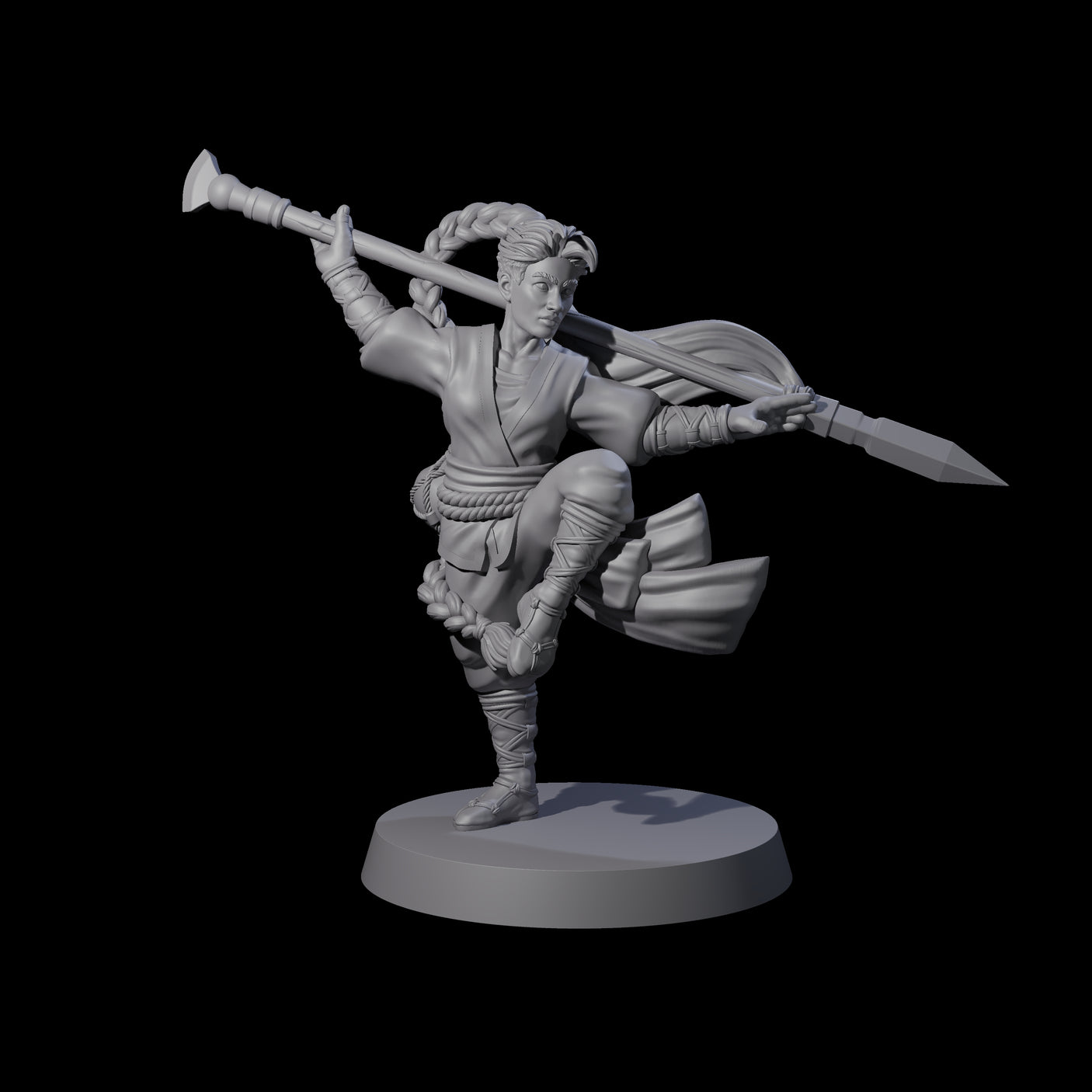 Great Hair Halfling Monk Miniature for Dungeons and Dragons, Pathfinder or other TTRPGs