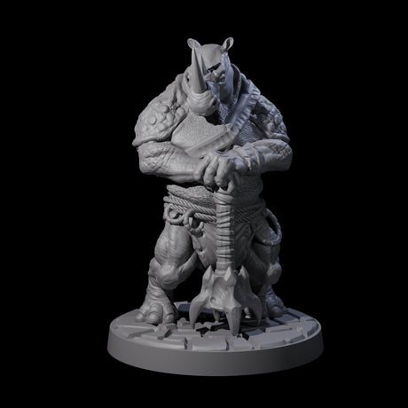 Grim Rhinofolk Gladiator A Miniature for Dungeons and Dragons, Pathfinder or other TTRPGs