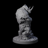 Grim Rhinofolk Gladiator A Miniature for Dungeons and Dragons, Pathfinder or other TTRPGs