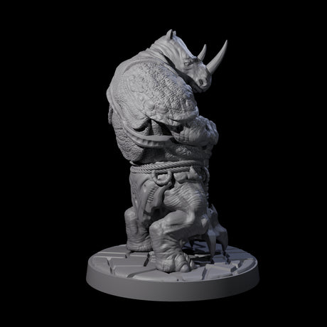 Grim Rhinofolk Gladiator A Miniature for Dungeons and Dragons, Pathfinder or other TTRPGs