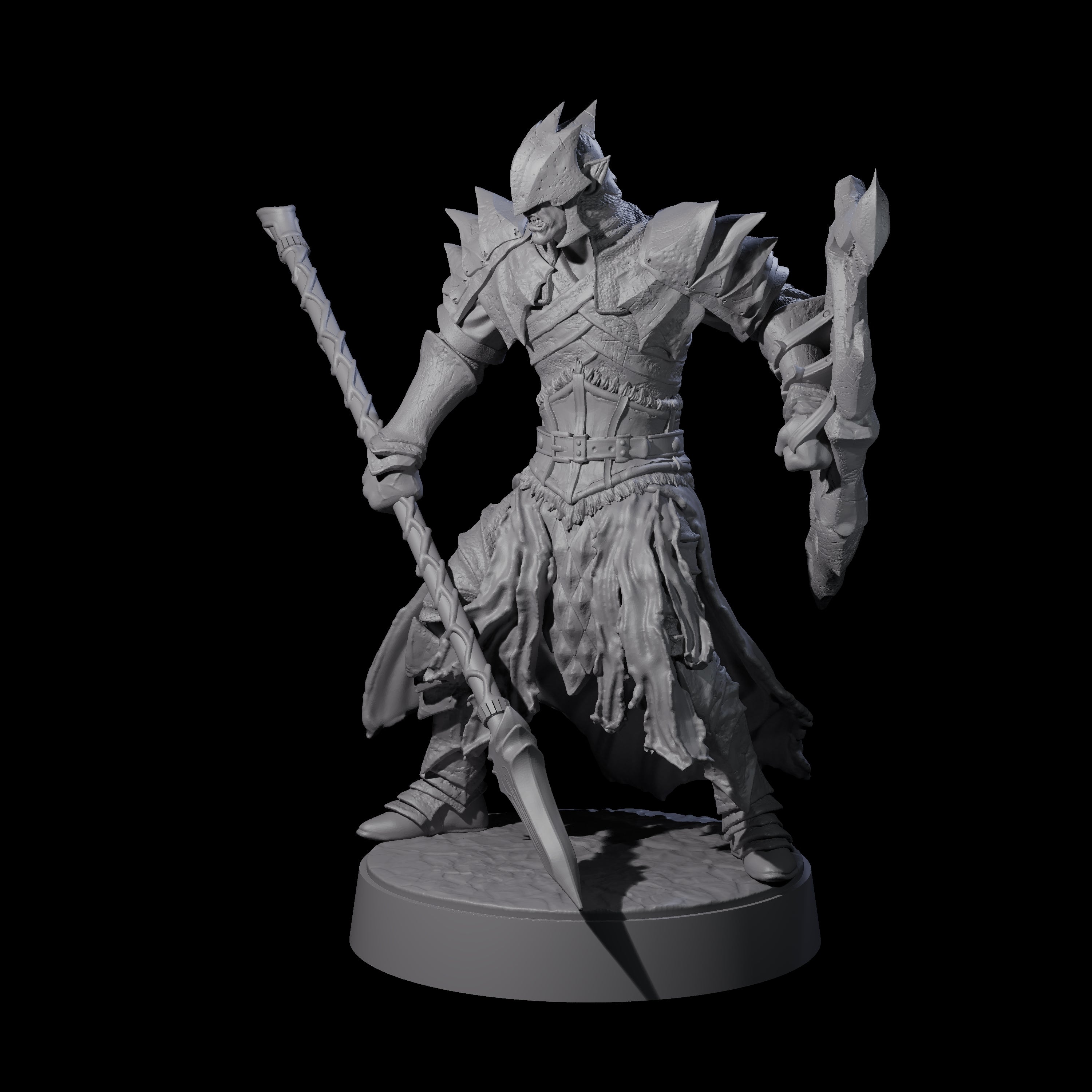 Grimacing Elf Spearman A Miniature for Dungeons and Dragons, Pathfinder or other TTRPGs