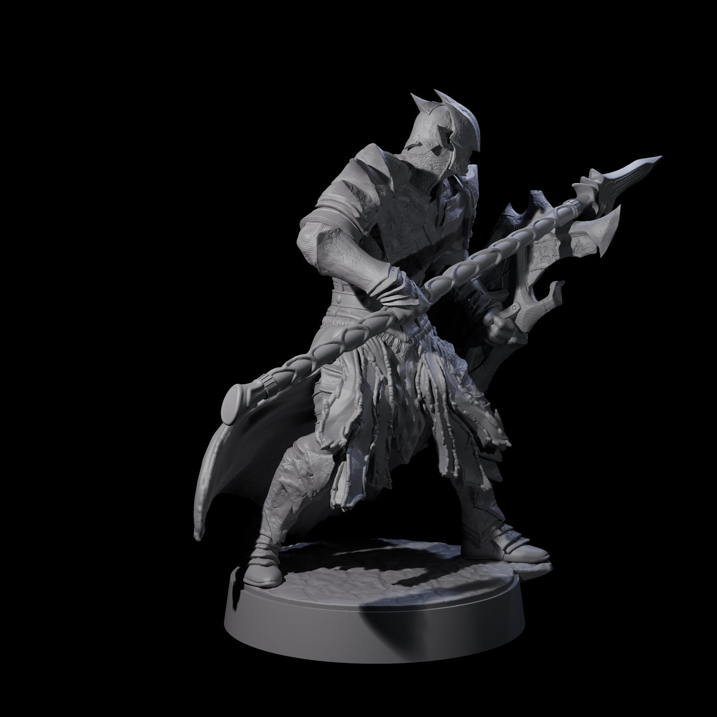 Grimacing Elf Spearman C Miniature for Dungeons and Dragons, Pathfinder or other TTRPGs