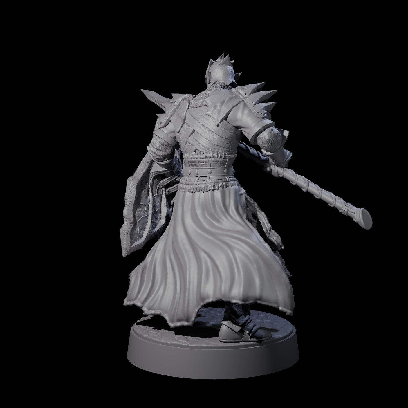 Grimacing Elf Spearman C Miniature for Dungeons and Dragons, Pathfinder or other TTRPGs