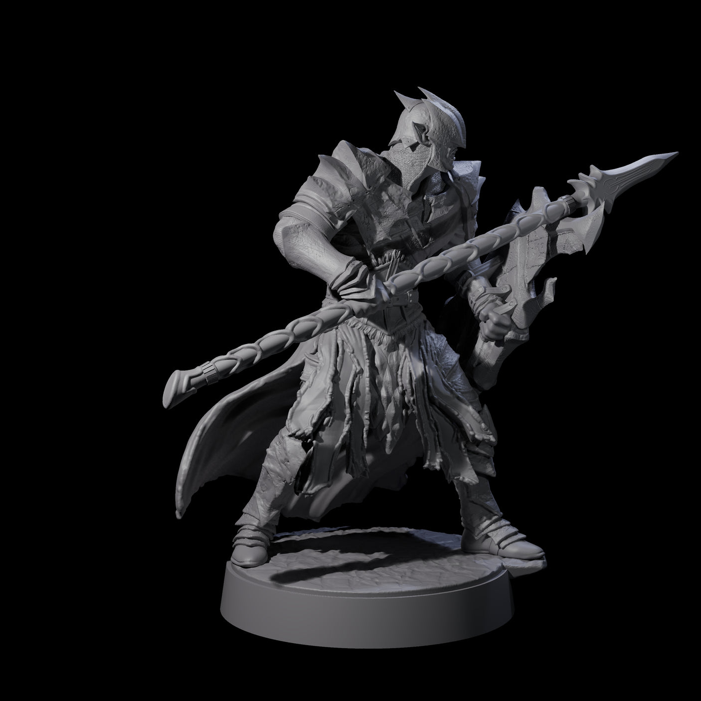 Grimacing Elf Spearman C Miniature for Dungeons and Dragons, Pathfinder or other TTRPGs