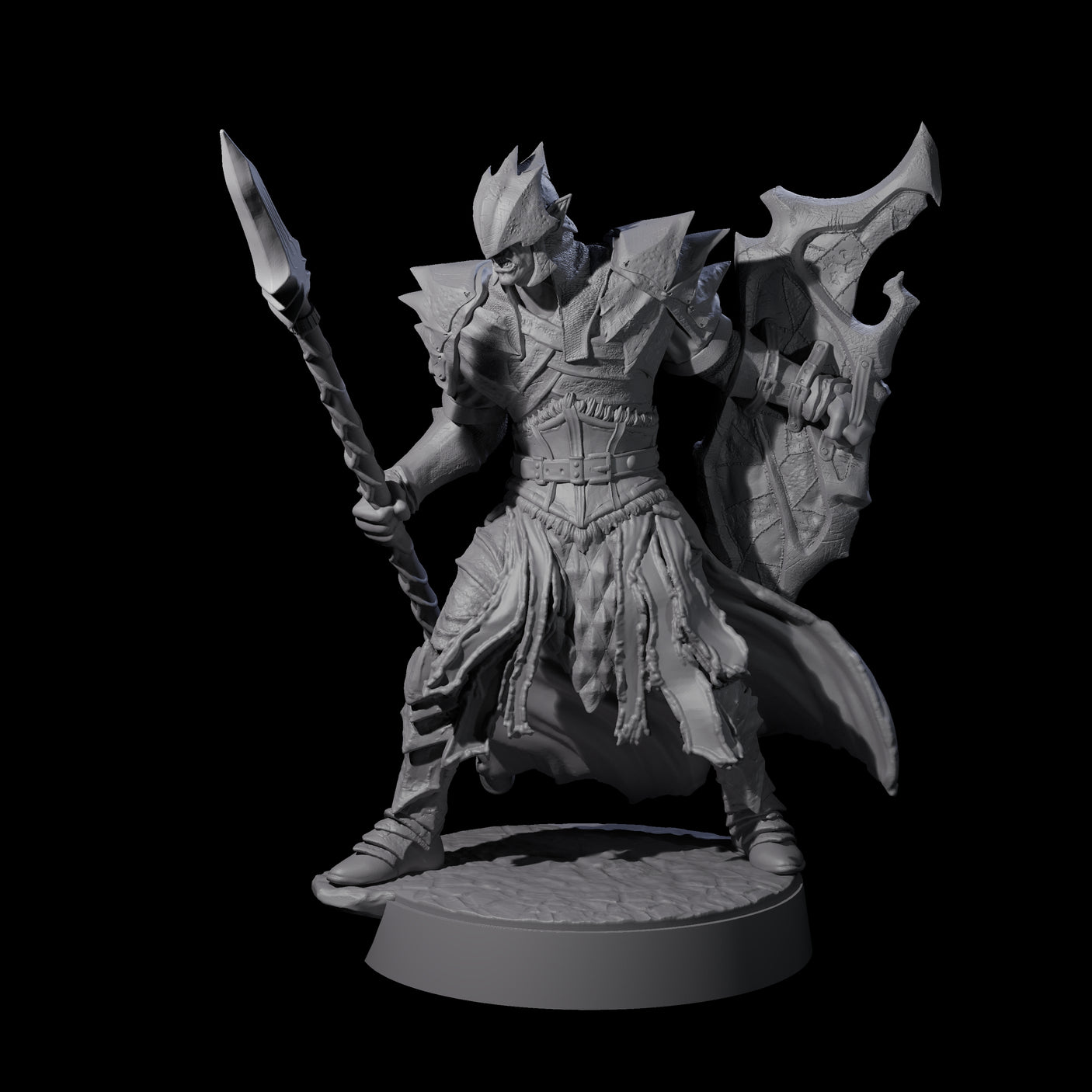 Grimacing Elf Spearman D Miniature for Dungeons and Dragons, Pathfinder or other TTRPGs