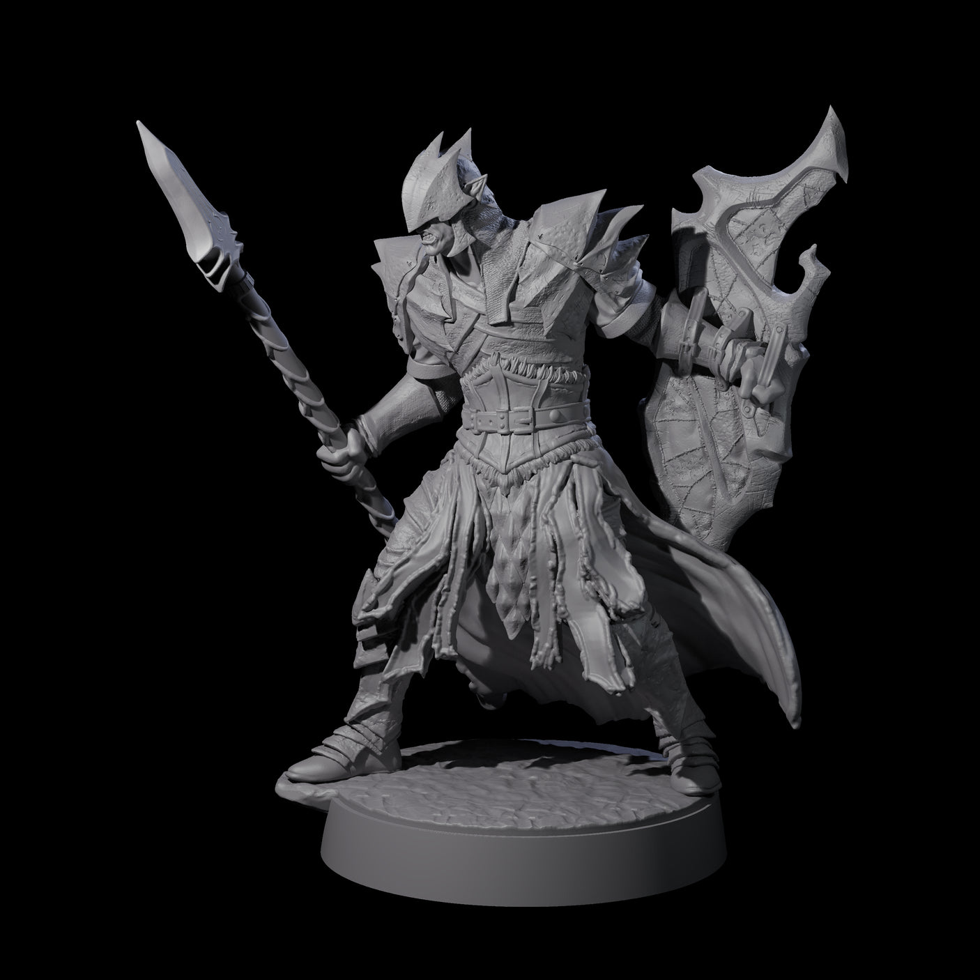 Grimacing Elf Spearman D Miniature for Dungeons and Dragons, Pathfinder or other TTRPGs