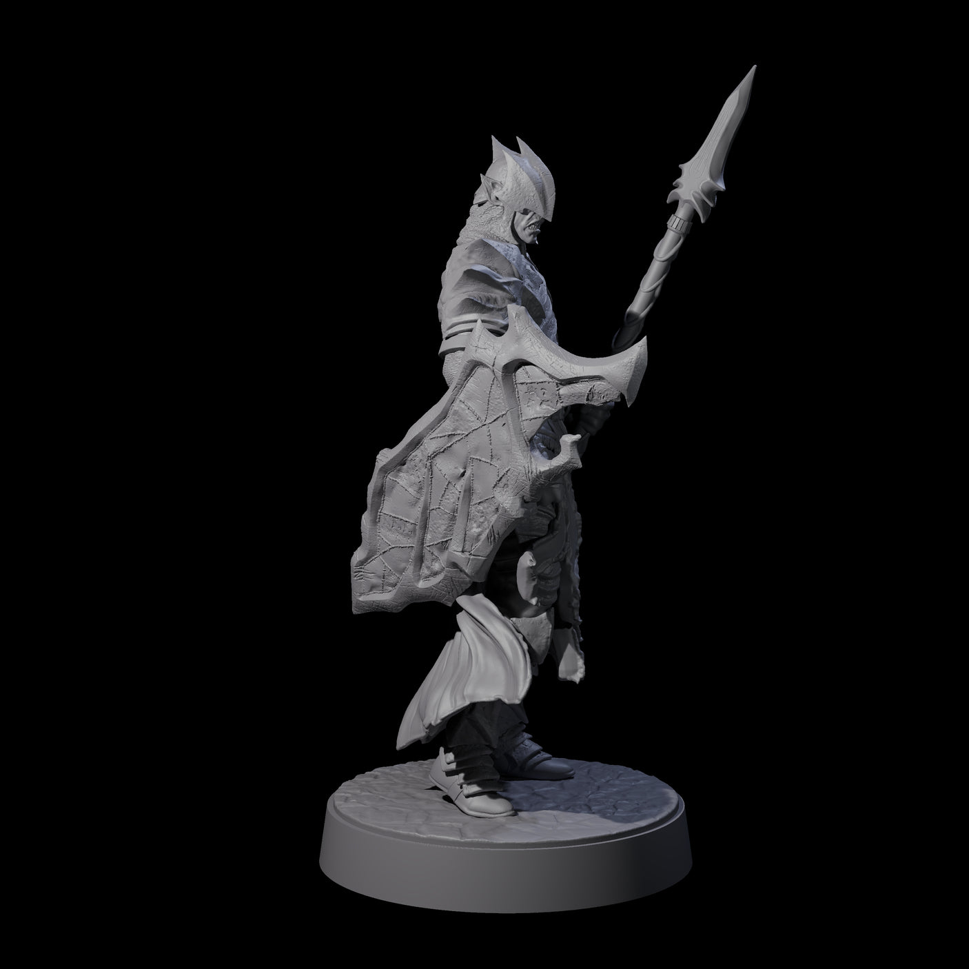 Grimacing Elf Spearman F Miniature for Dungeons and Dragons, Pathfinder or other TTRPGs
