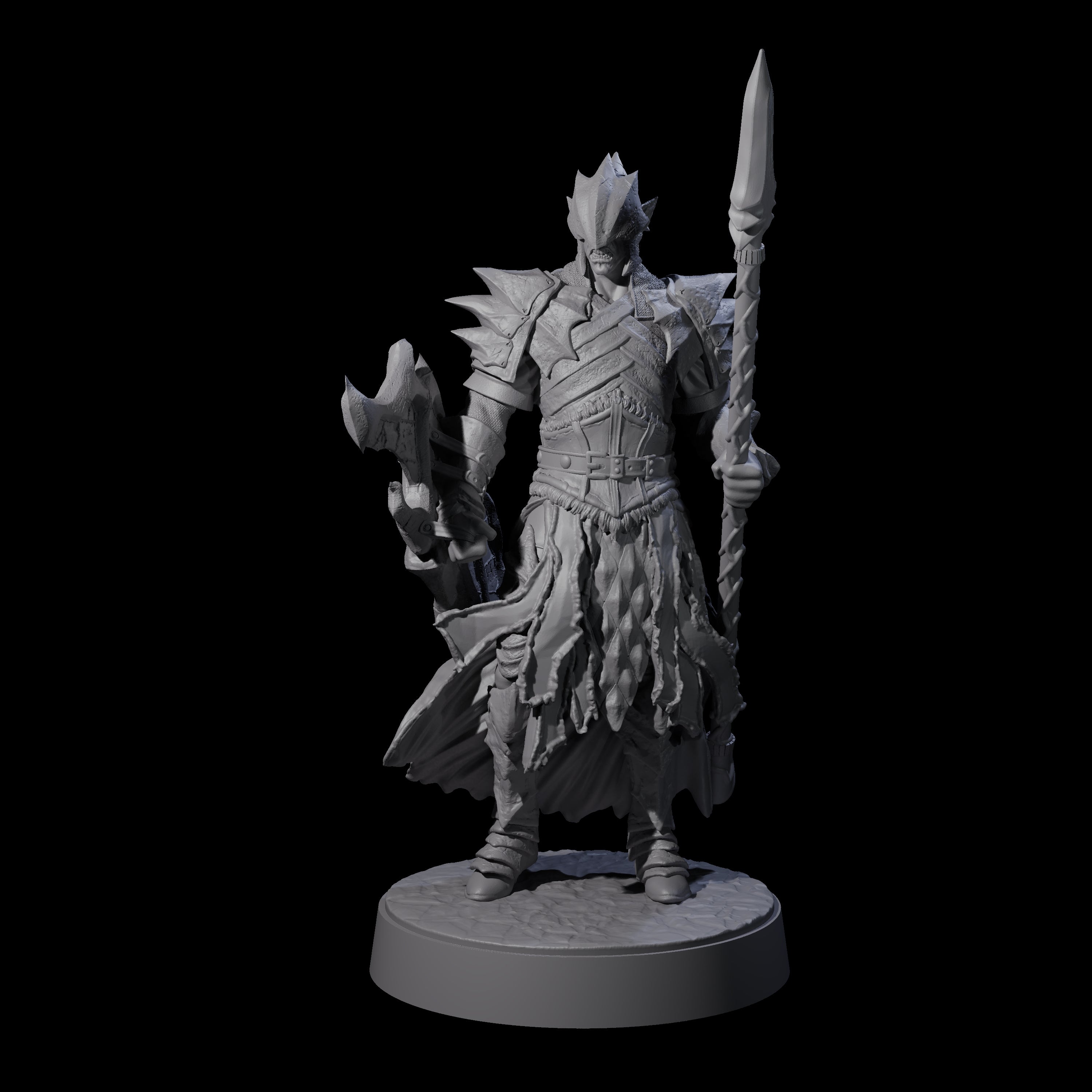 Grimacing Elf Spearman F Miniature for Dungeons and Dragons, Pathfinder or other TTRPGs