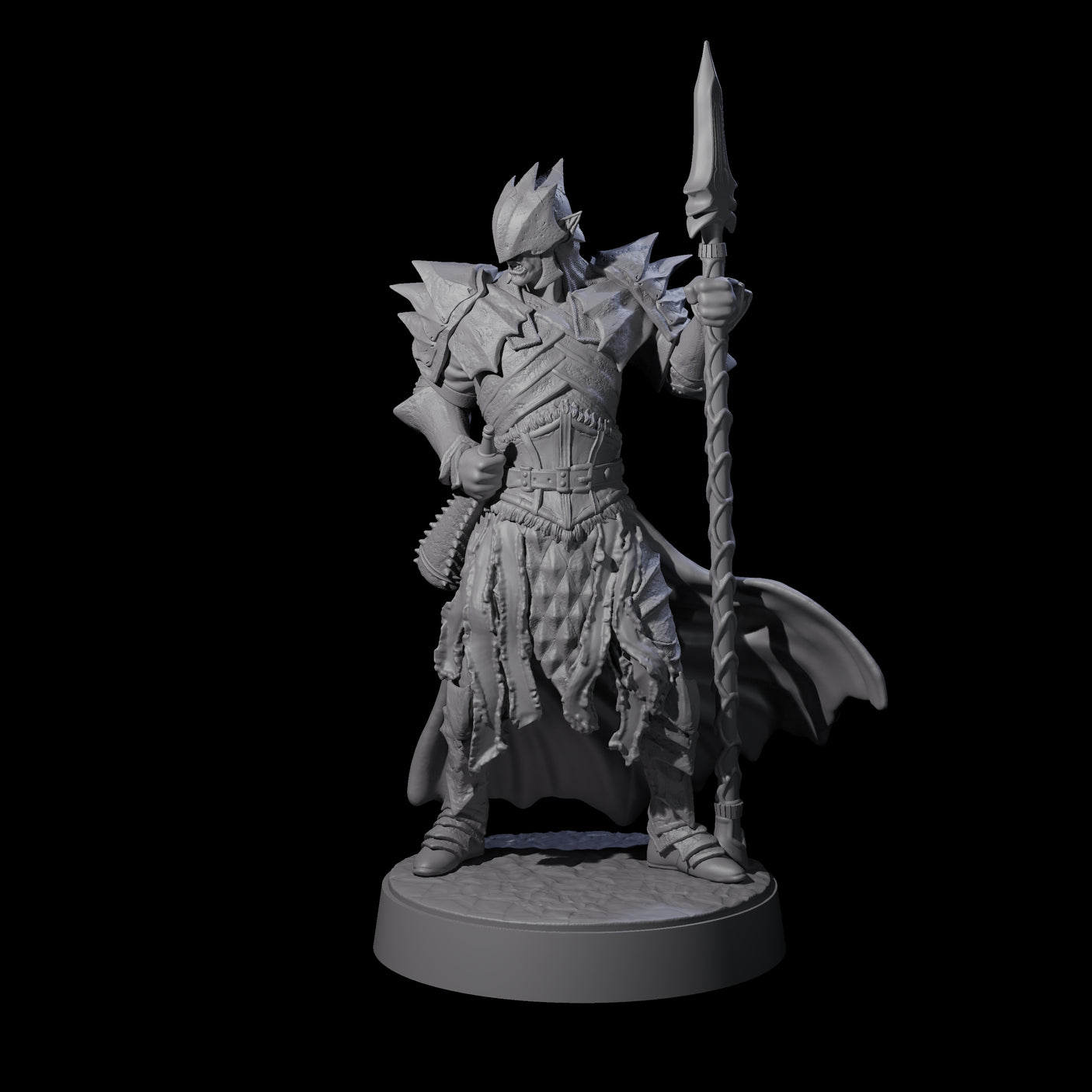 Grimacing Elf Spearman G Miniature for Dungeons and Dragons, Pathfinder or other TTRPGs