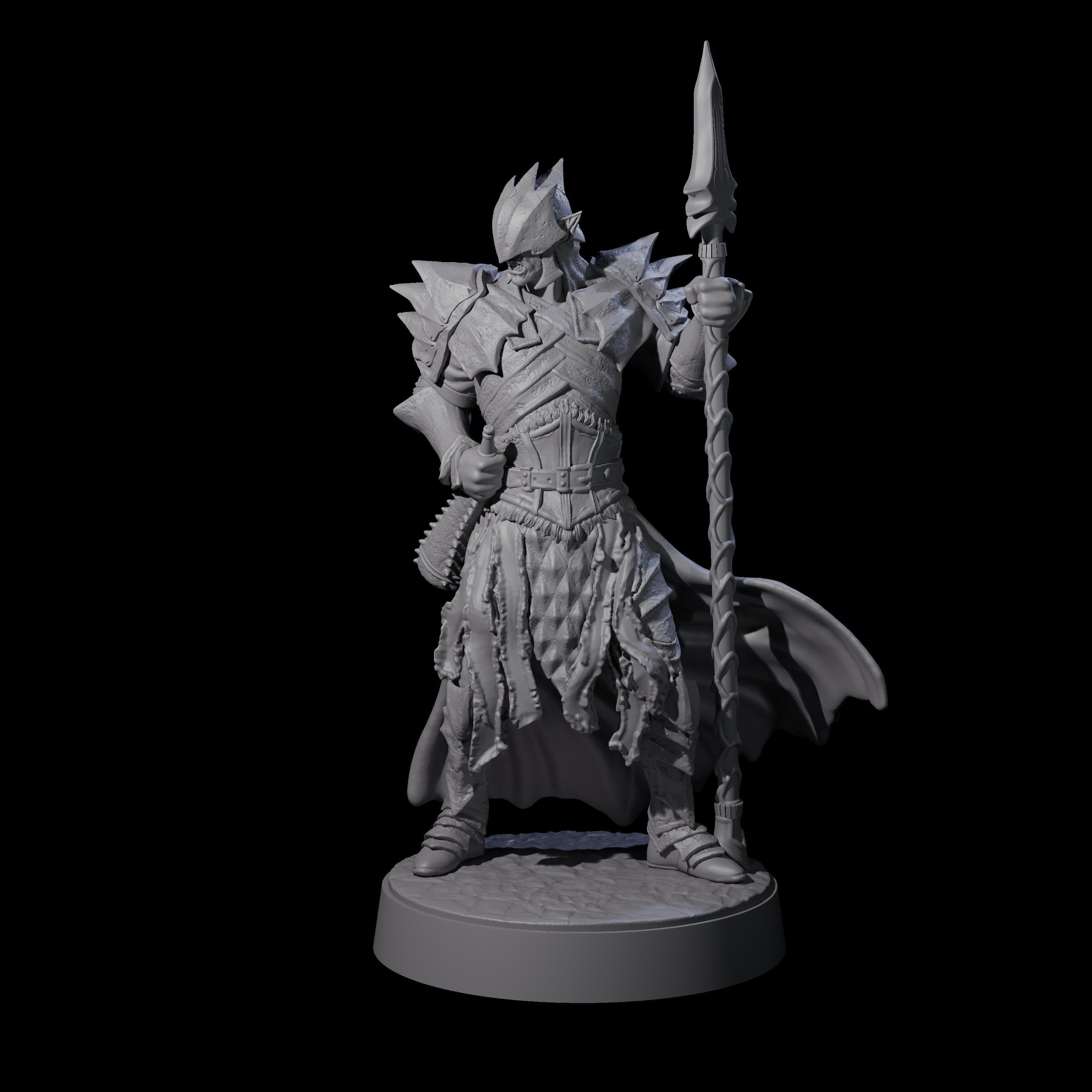 Grimacing Elf Spearman G Miniature for Dungeons and Dragons, Pathfinder or other TTRPGs