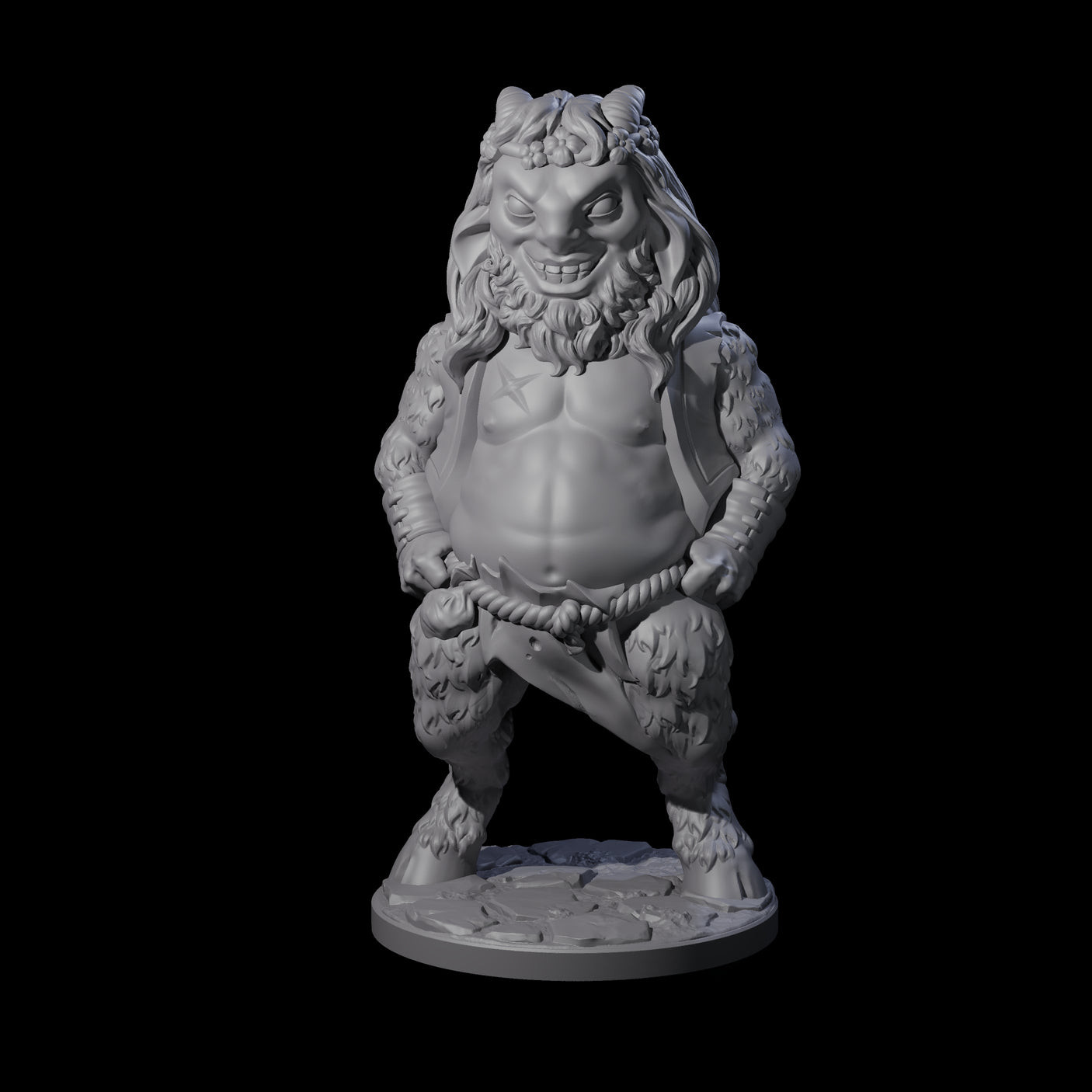 Grin Cracking Satyr Faun Miniature for Dungeons and Dragons, Pathfinder or other TTRPGs