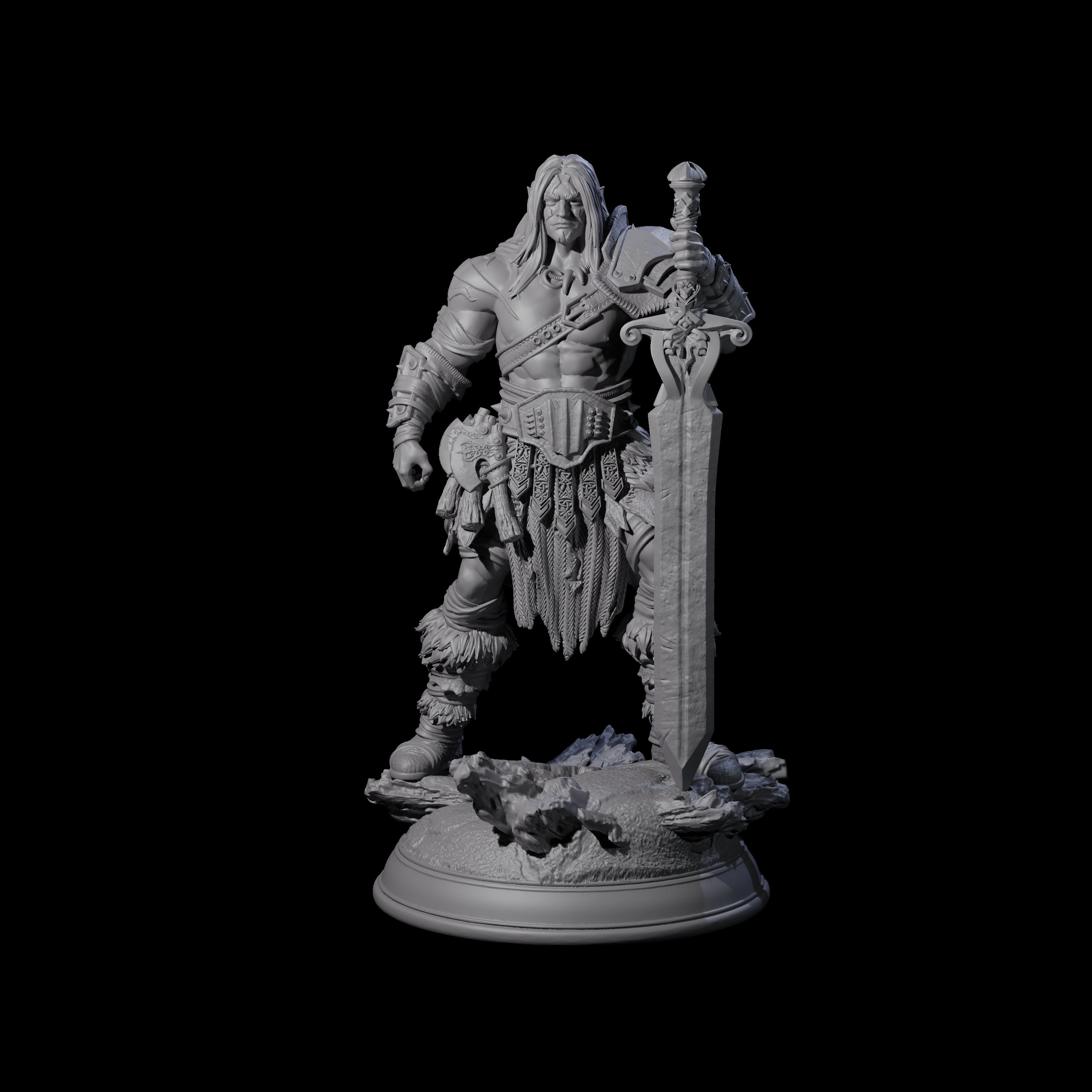 Grinning Barbarian Champion Miniature for Dungeons and Dragons, Pathfinder or other TTRPGs