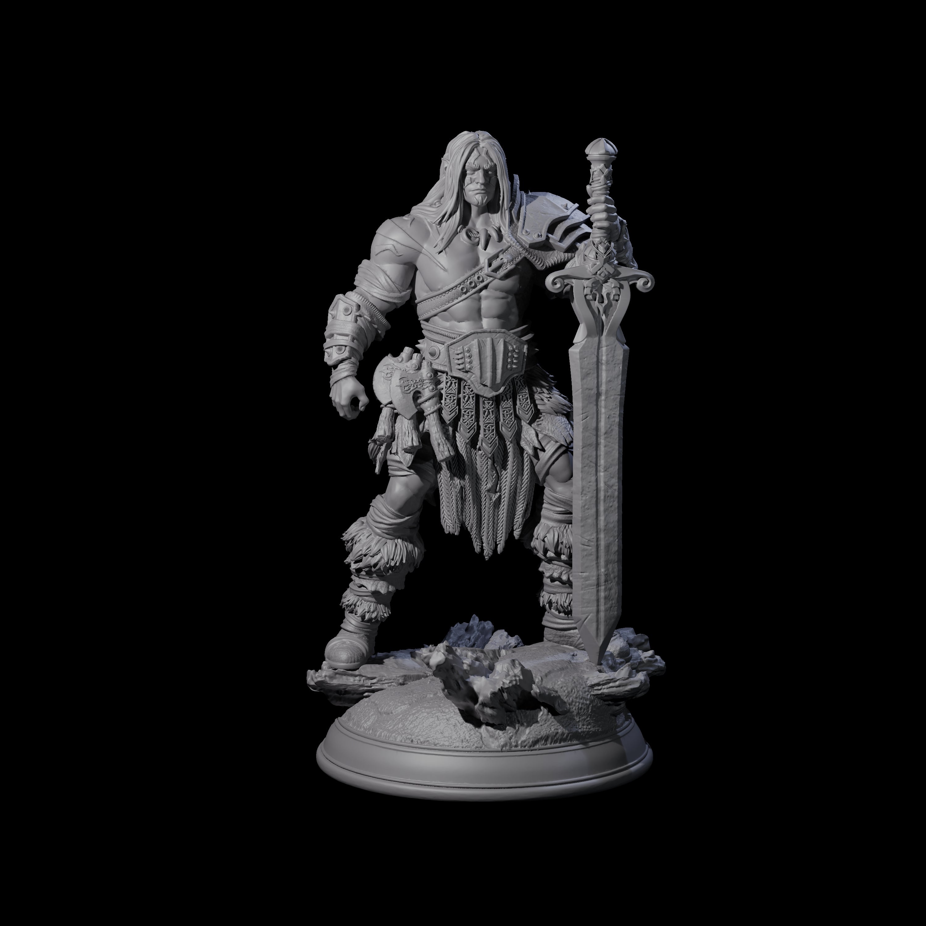 Grinning Barbarian Champion Miniature for Dungeons and Dragons, Pathfinder or other TTRPGs