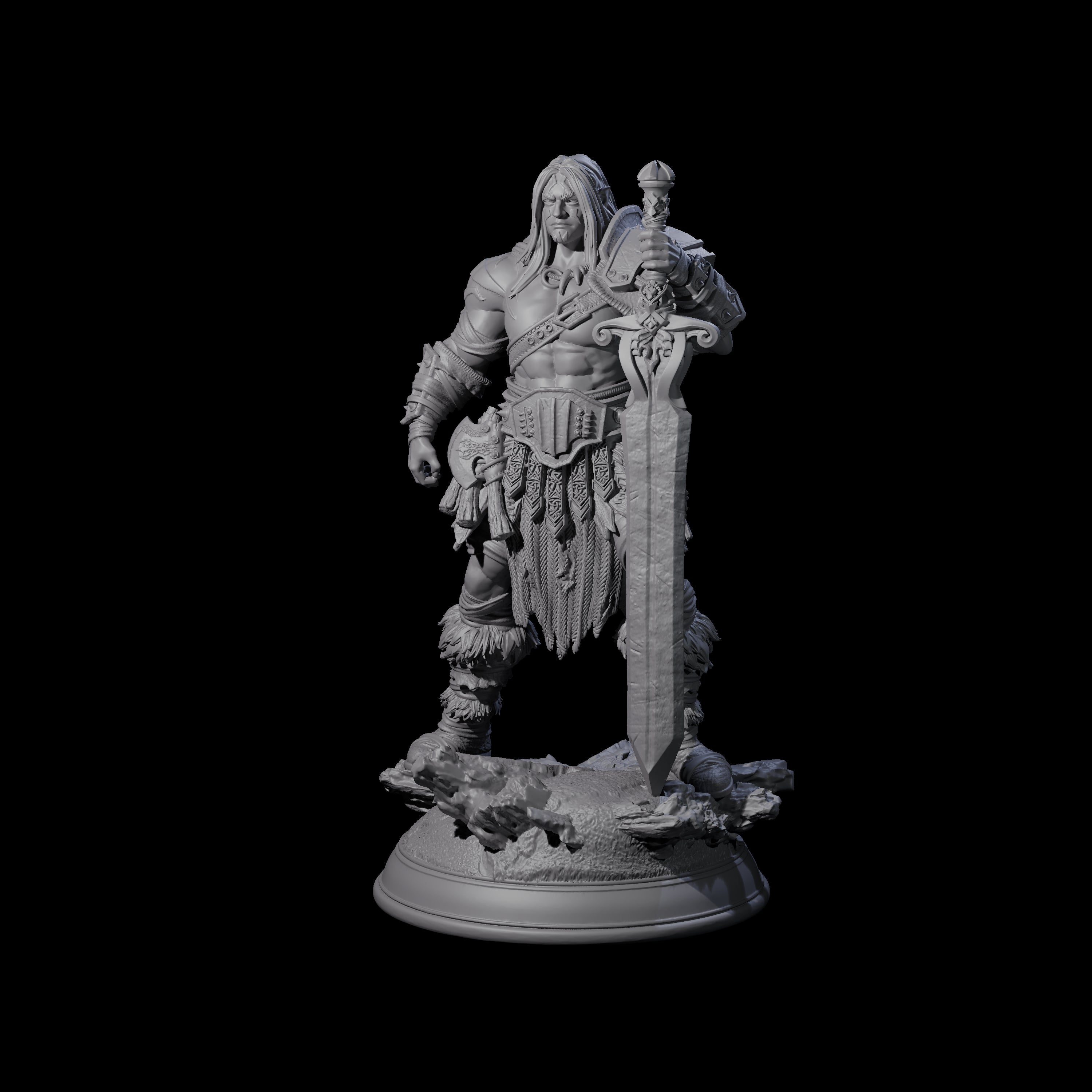 Grinning Barbarian Champion Miniature for Dungeons and Dragons, Pathfinder or other TTRPGs