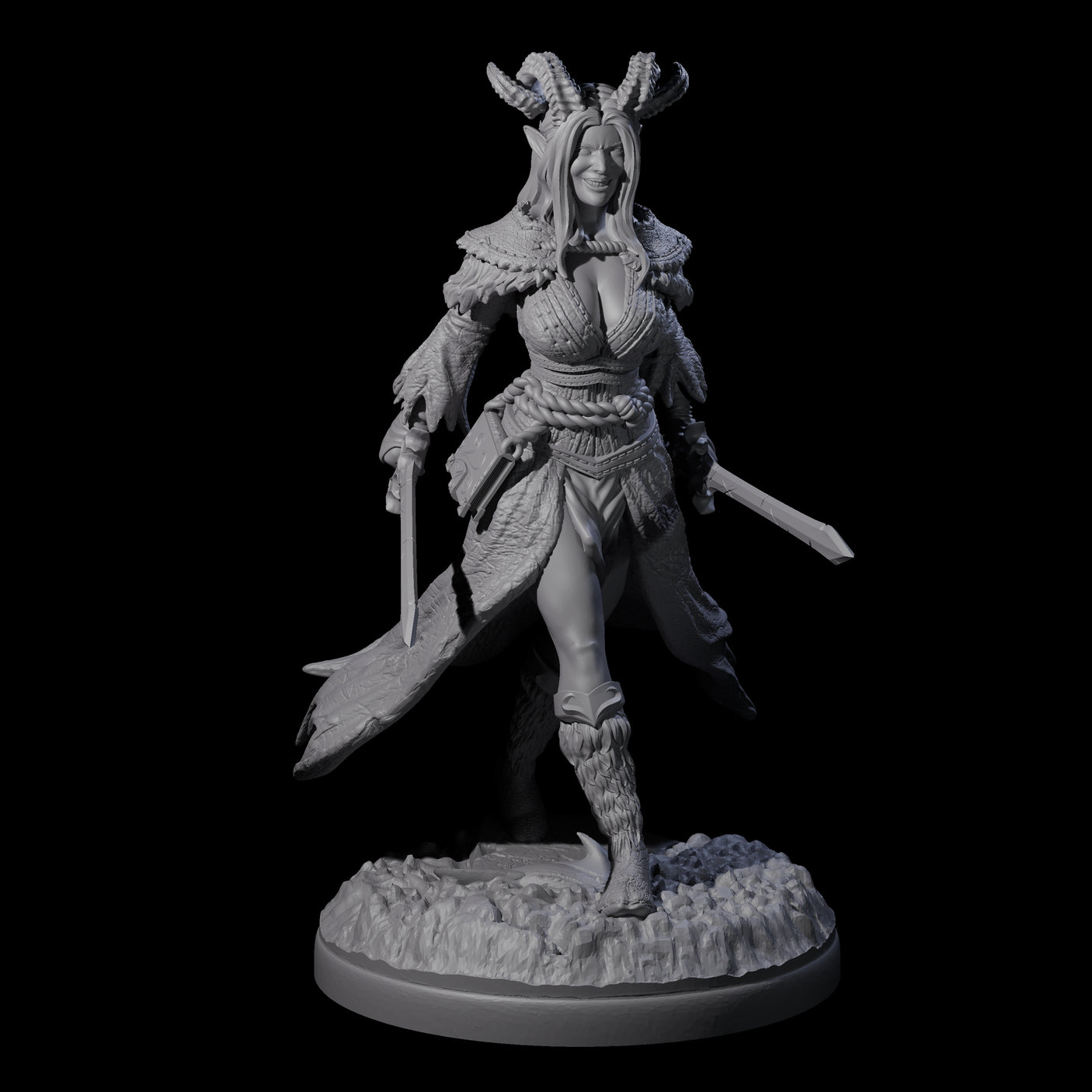 Grinning Madly Tiefling Fighter Miniature for Dungeons and Dragons, Pathfinder or other TTRPGs