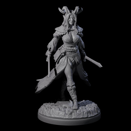 Grinning Madly Tiefling Fighter Miniature for Dungeons and Dragons, Pathfinder or other TTRPGs