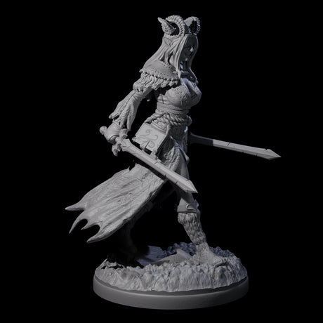 Grinning Madly Tiefling Fighter Miniature for Dungeons and Dragons, Pathfinder or other TTRPGs