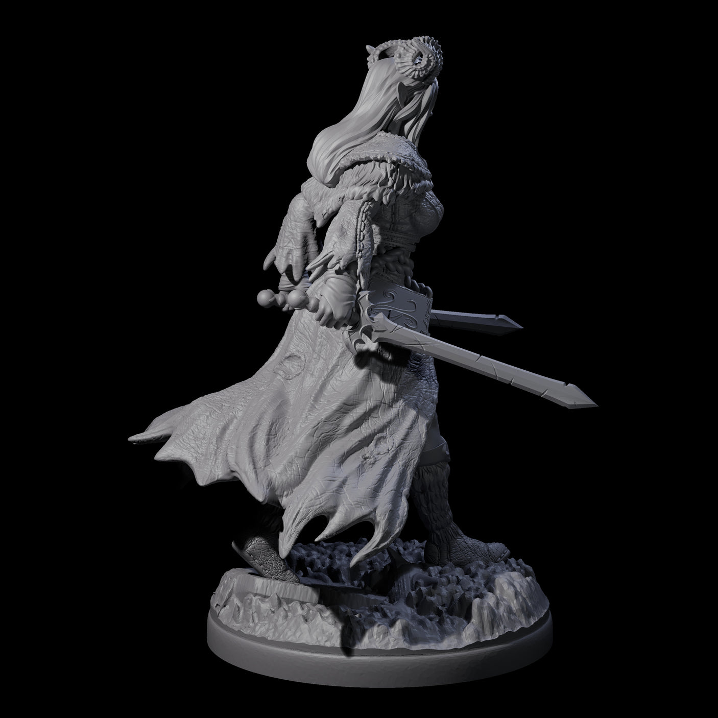 Grinning Madly Tiefling Fighter Miniature for Dungeons and Dragons, Pathfinder or other TTRPGs