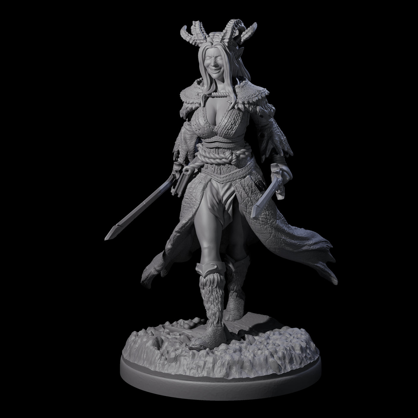 Grinning Madly Tiefling Fighter Miniature for Dungeons and Dragons, Pathfinder or other TTRPGs