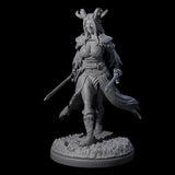 Grinning Madly Tiefling Fighter Miniature for Dungeons and Dragons, Pathfinder or other TTRPGs