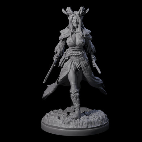 Grinning Madly Tiefling Fighter Miniature for Dungeons and Dragons, Pathfinder or other TTRPGs