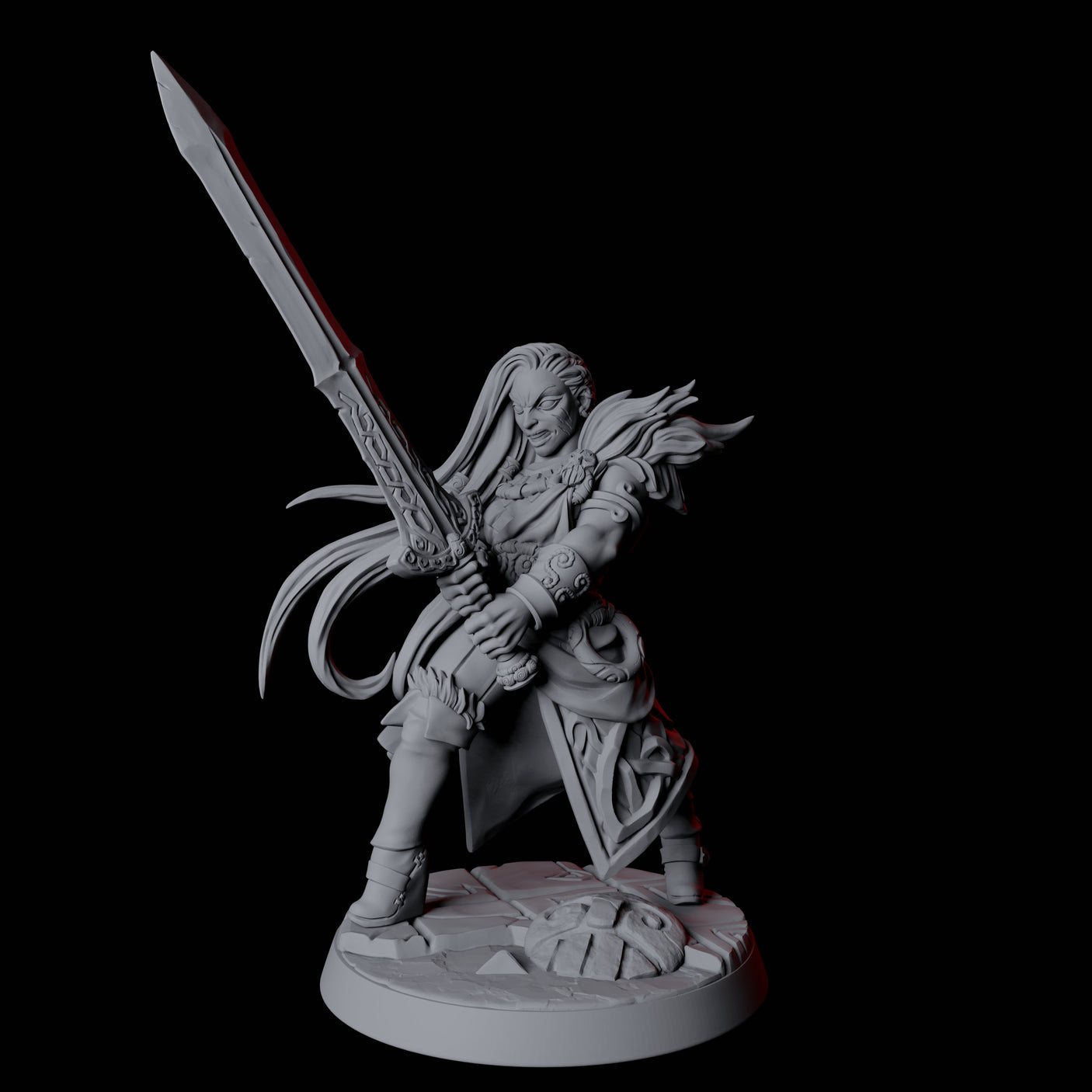 Grinning North Womanman Berserker Miniature for Dungeons and Dragons, Pathfinder or other TTRPGs