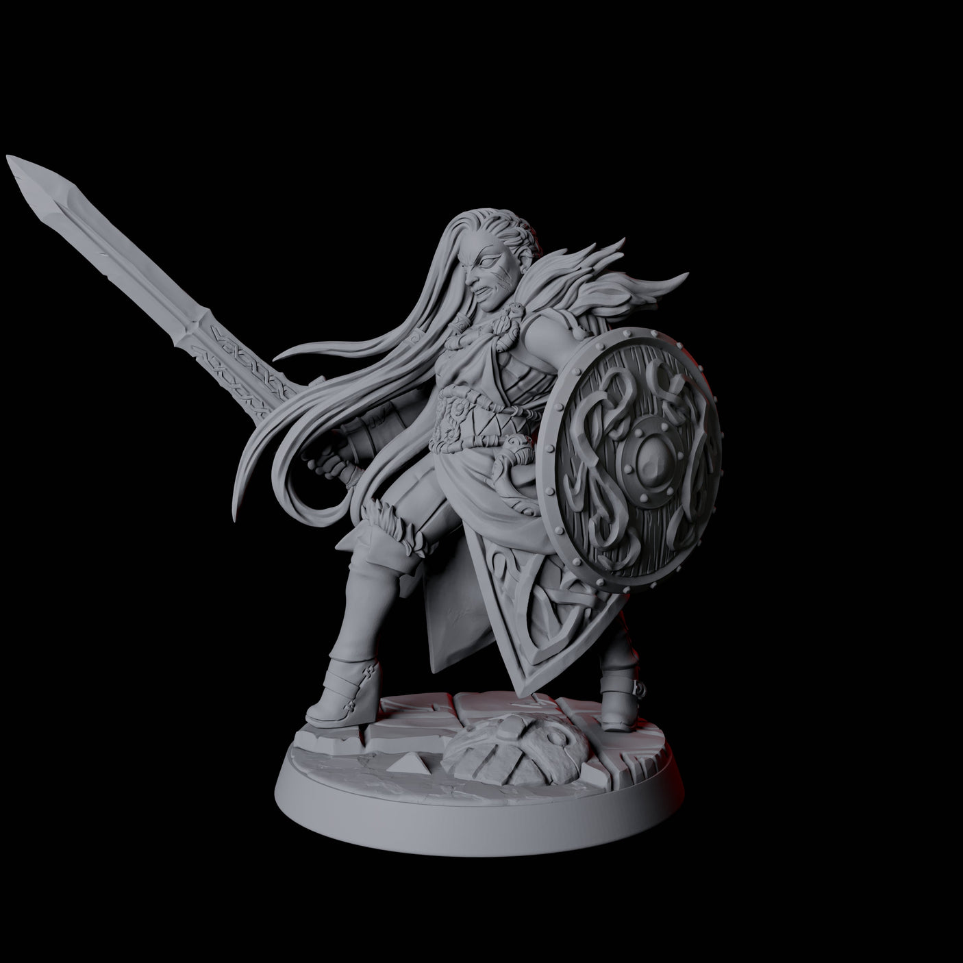 Grinning North Womanman Berserker Miniature for Dungeons and Dragons, Pathfinder or other TTRPGs