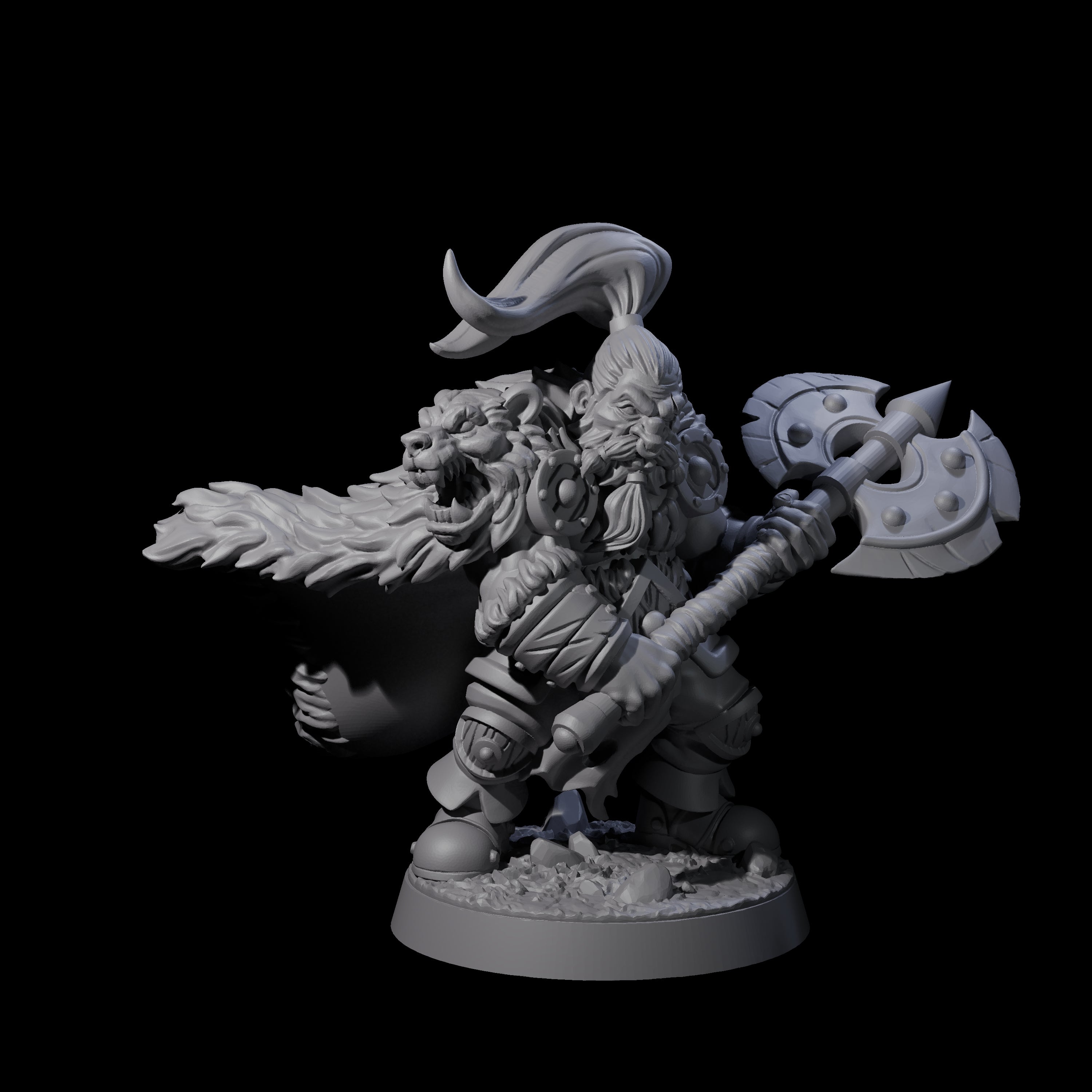 Grizzled Axe Fighter Miniature for Dungeons and Dragons, Pathfinder or other TTRPGs