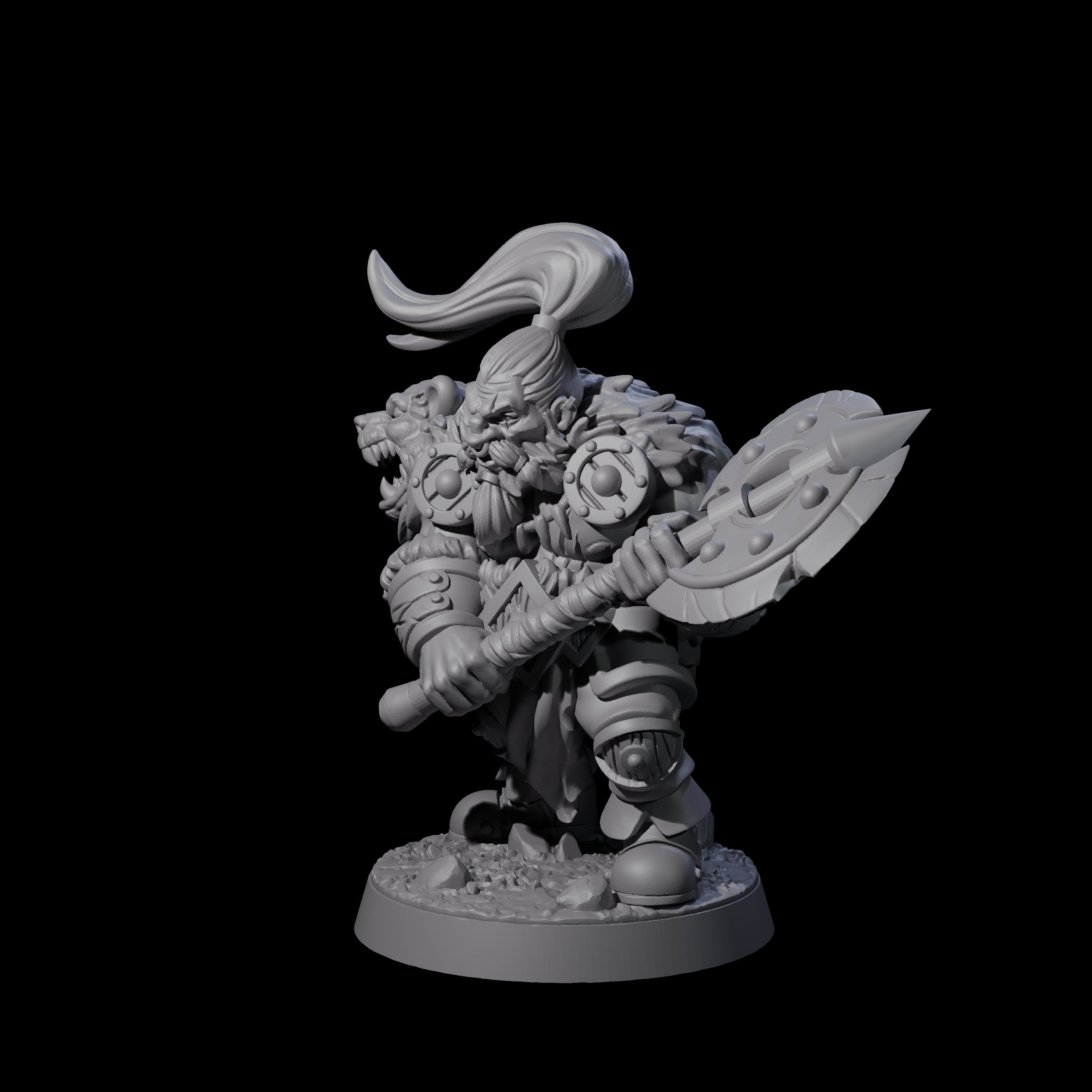 Grizzled Axe Fighter Miniature for Dungeons and Dragons, Pathfinder or other TTRPGs