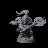 Grizzled Axe Fighter Miniature for Dungeons and Dragons, Pathfinder or other TTRPGs