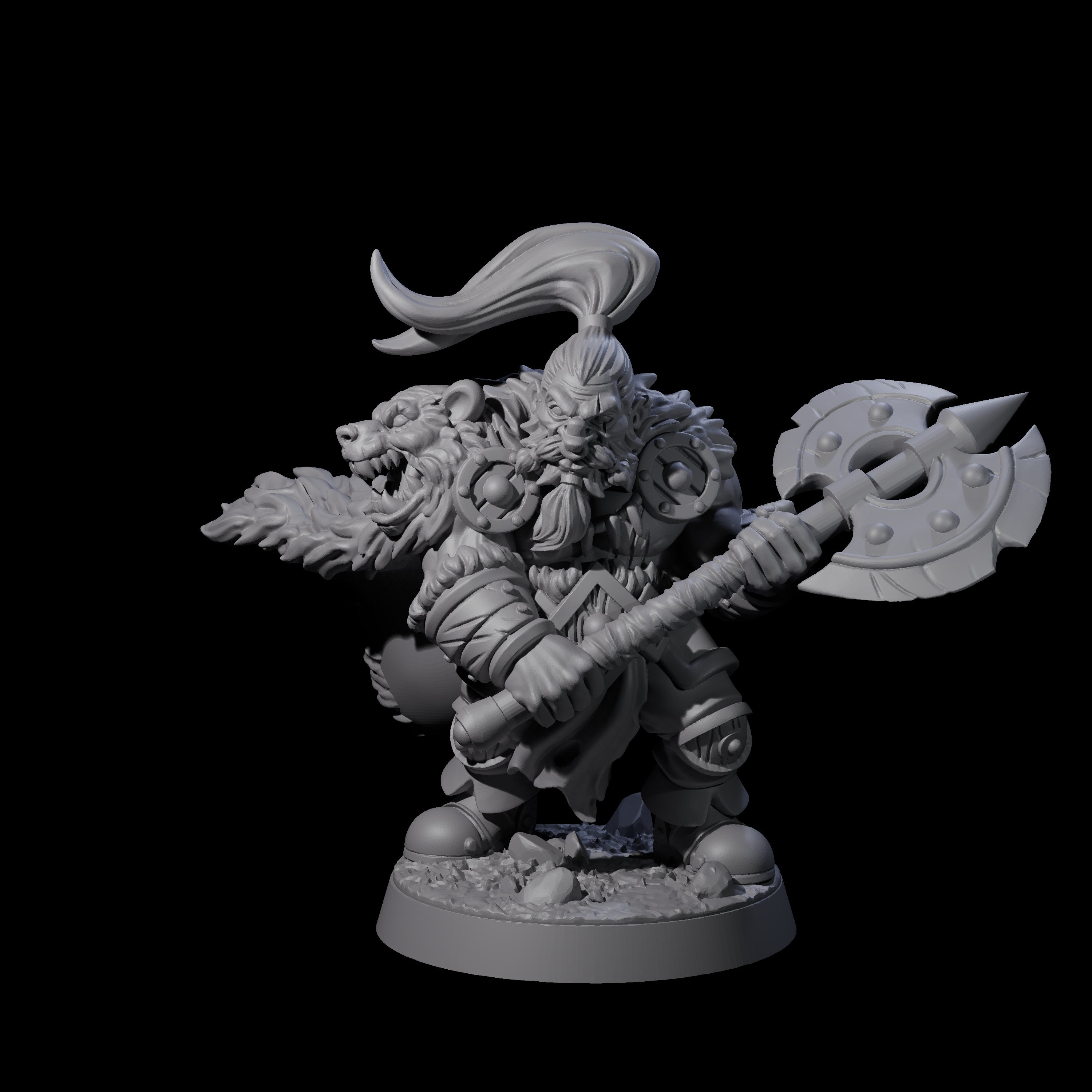 Grizzled Axe Fighter Miniature for Dungeons and Dragons, Pathfinder or other TTRPGs